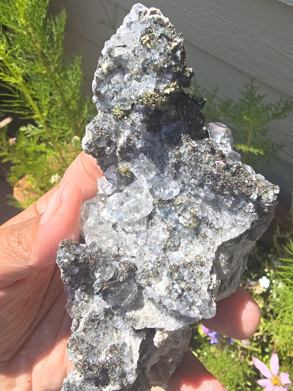 Calcite Crystal Cluster w/ Chalcopyrite on Matrix Natural Mineral Specimen 318g